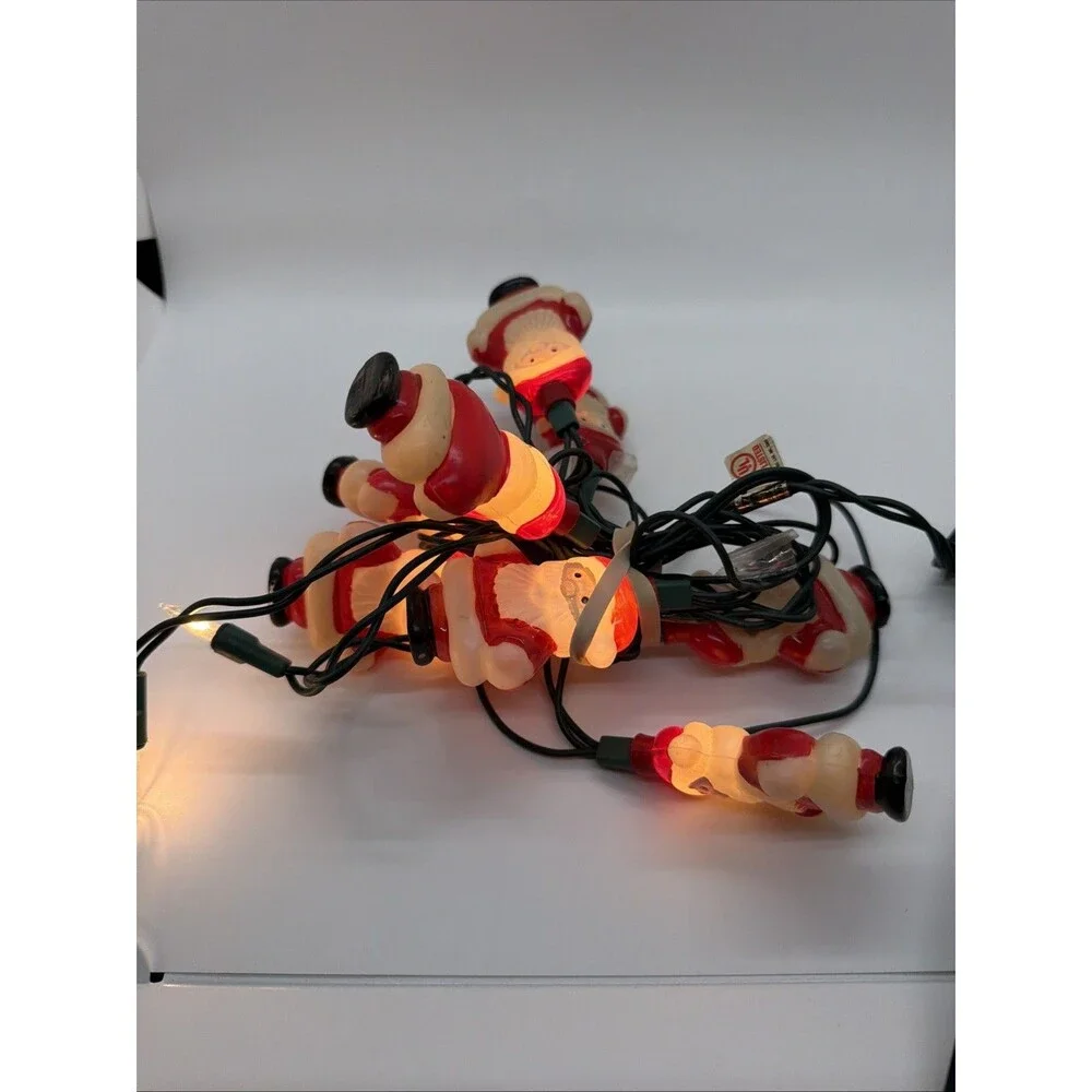 Vintage Santa Clause Christmas  Lights  Set of 8 Santa Clauses- Blow Molds-READ